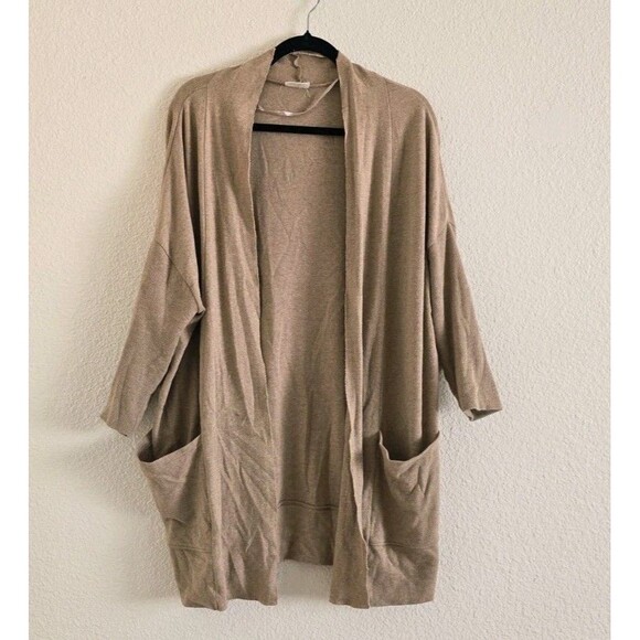 Pact Airplane Wrap Open Front Shawl Collar Cardigan in Natural Beige Size M/L - Picture 2 of 7